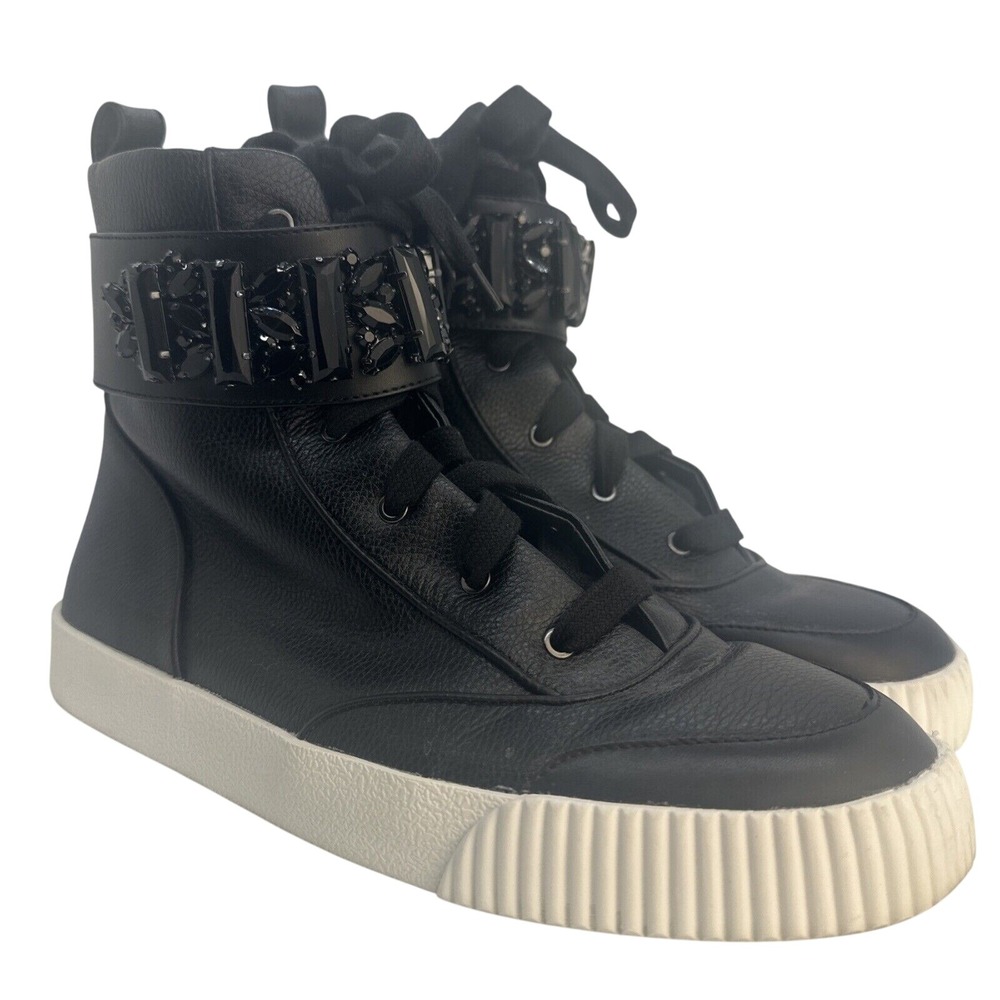 Karl Lagerfeld Paris Jeren Embellished Leather High-Top Sneakers Size 9
